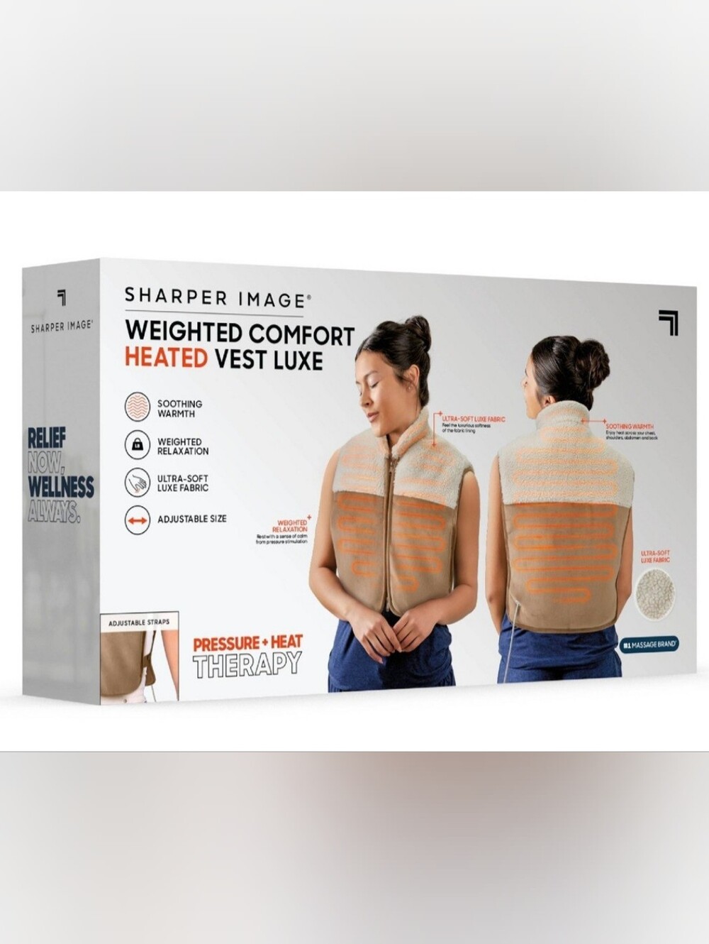 Sharper Image Heated Weighted Comfort Vest Luxe - Beige Tan